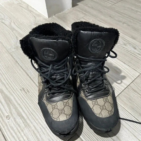 GUCCI Nebraska Guccissima boots GG monogram beige - Picture 4 of 6